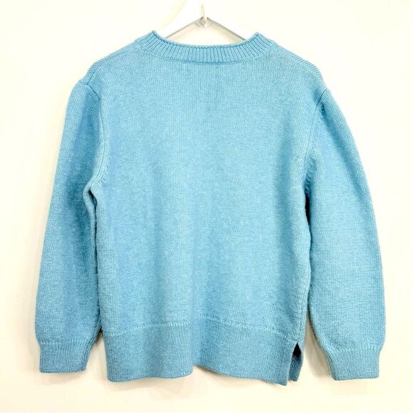 Zara Light Blue V Neck Wool Blend Side Slit Cozy Oversized Slouchy Sweater - Picture 10 of 12